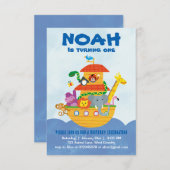 Fête d'anniversaire - invitation de Noah's Ark (Devant / Derrière)