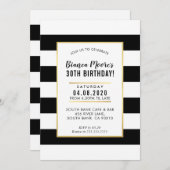 FÊTE D'ANNIVERSAIRE INVITATION moderne minima noir (Devant / Derrière)