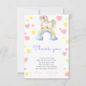 Fête d'anniversaire licorne arc-en-ciel merci (Devant)