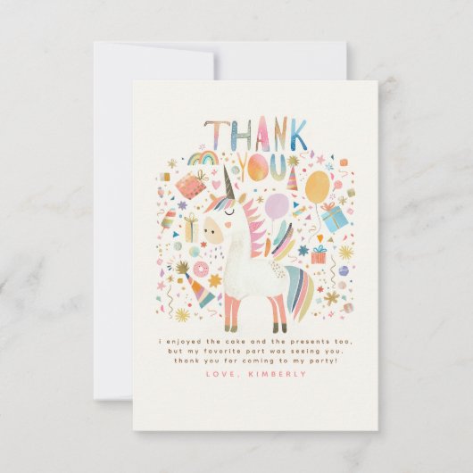 Fête d'anniversaire licorne merci (Devant)