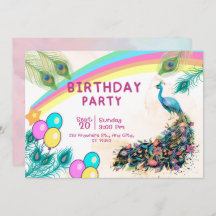 Fête d'anniversaire Peacock Invitation