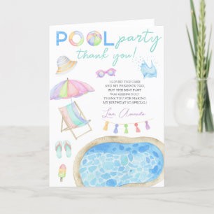 Fête d'anniversaire Piscine Aquarelle Merci