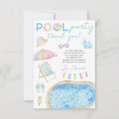 Fête d'anniversaire Piscine Aquarelle Merci (Devant)