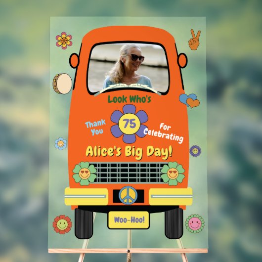 Fête d'anniversaire rétro groovy hippie (Neutre)