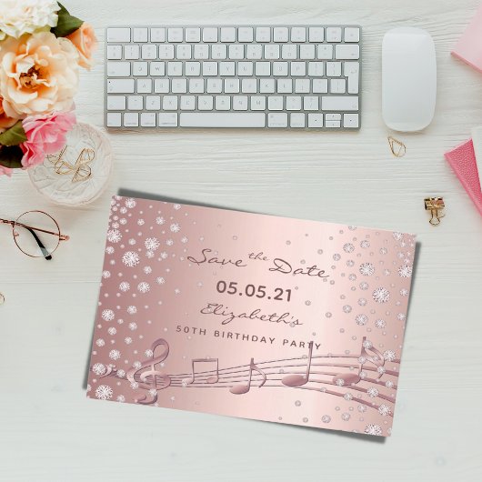 Fête d'anniversaire rose gold glamour, carte à con