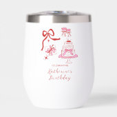 Fête d'anniversaire rose rouge mignonne dessinée à (Avant)