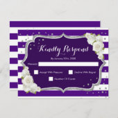 Fête d'anniversaire RSVP - Carte d'argent violet (Devant / Derrière)