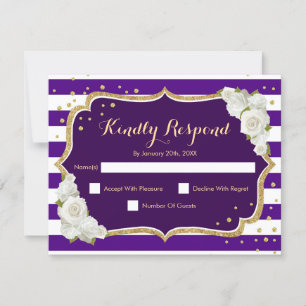 Fête d'anniversaire RSVP - Carte d'or violet