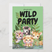 Fête d'anniversaire sauvage Invitations à 2 côtés (Devant)