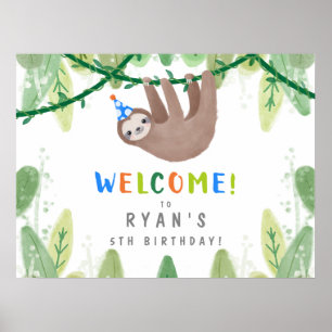 Fête d'anniversaire Sloth en Affiche de bienvenue