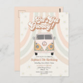 Fête d'anniversaire super, invitation thème rétro  (Devant / Derrière)