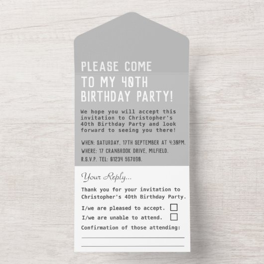 Fête d'anniversaire tout en une invitation (À l'intérieur)