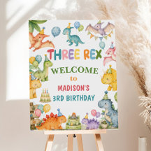 Fête d'anniversaire Trois Rex Dinosaure 3 ans