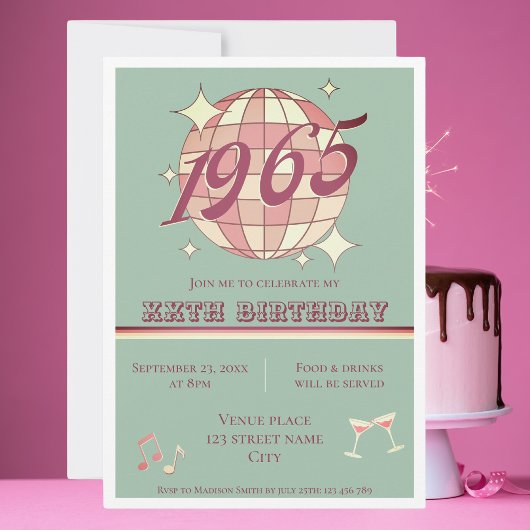 Fête d'anniversaire vintage Invitation née en 1965