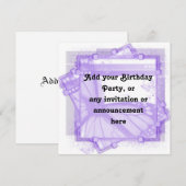 Fête d'anniversaire violet ou Invitation polyvalen (Devant / Derrière)