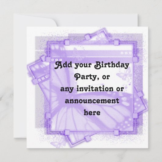 Fête d'anniversaire violet ou Invitation polyvalen (Devant)