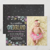 Fête d'anniversaire Winter Onederland invitation G (Devant / Derrière)