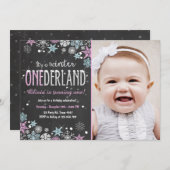 Fête d'anniversaire Winter Onederland invitation G (Devant / Derrière)