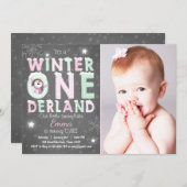 Fête d'anniversaire Winter Onederland invitation M (Devant / Derrière)