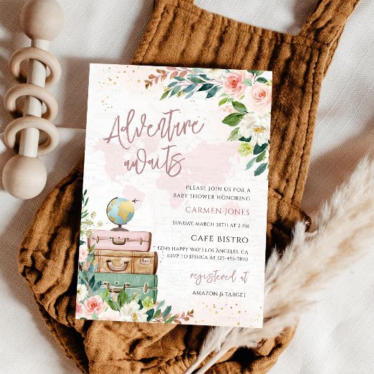 Fête d'arrivée de bébé carte du monde Aventure en