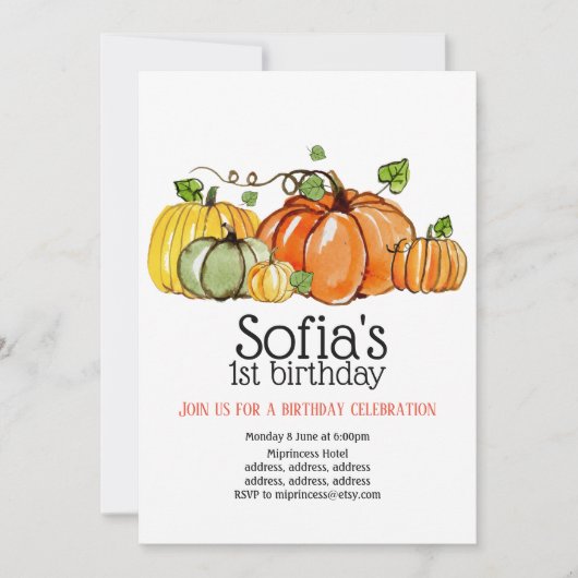 fête d'automne, citrouille, automne, invitation (Devant)