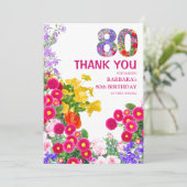Fête de 80e anniversaire floral plat carte de reme (Debout devant)