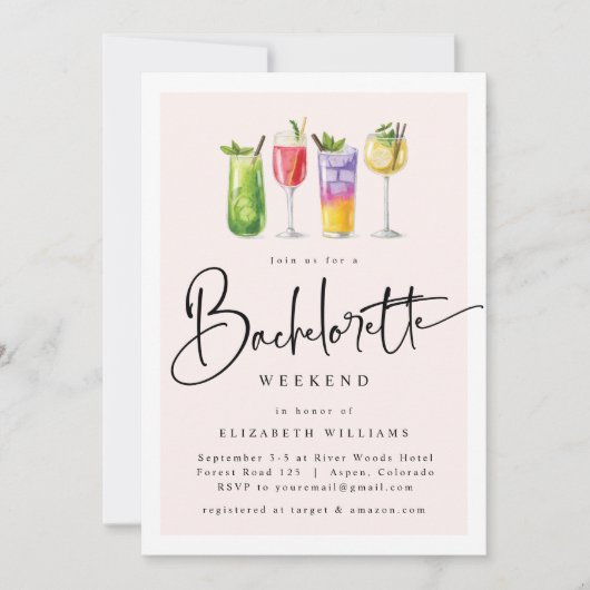 Fête de Bachelorette moderne Invitation du week-en (Devant)