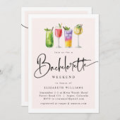 Fête de Bachelorette moderne Invitation du week-en (Devant / Derrière)