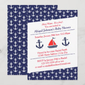 Fête de bébé Ahoy Ancres - Invitation (Devant / Derrière)