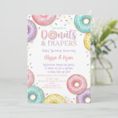 Fête de bébé Donuts et Couches Invitation Pastel (Debout devant)