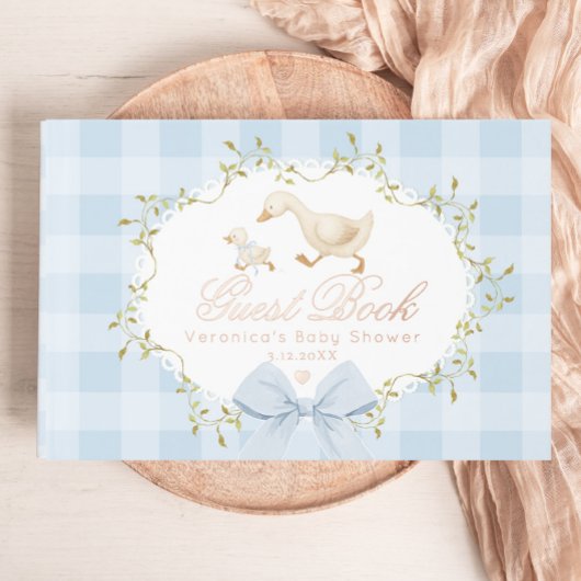 Fête de bébé fantaisiste en vichy bleu d'oie idiot