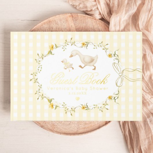 Fête de bébé fantaisiste jaune gingham Silly Goose