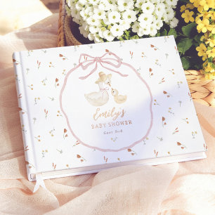 Fête de bébé Fleur Sauvage Ruban Rose Oie Ridicule