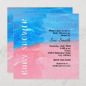 Fête de bébé Invitation aquarelle bleue et rose (Devant / Derrière)