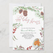 Fête de Bébé Petite Robin et Invitation de Pin (Devant)