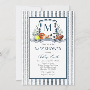 Fête de bébé sportive, Invitation préppy avec blas