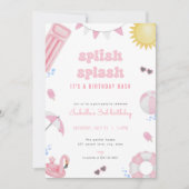 Fête de billard d'été rose Fille Invitation d'anni (Devant)