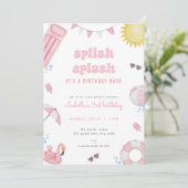 Fête de billard d'été rose Fille Invitation d'anni (Debout devant)