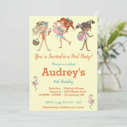 Fête de billard pour filles Invitation de fête d'a (Debout devant)