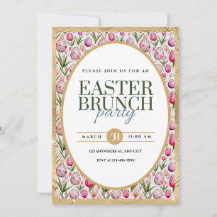 Fête de Brunch de Pâques Floral et Faire-part d'oe