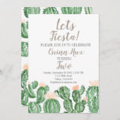 Fête de Cactus succulent invitation de fête d'anni (Devant / Derrière)