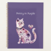 Fête de chat cœur floral rose violet (Devant)