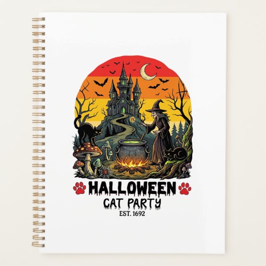 Fête de chat d'Halloween Sorcière Chaudron Chats n (Devant)