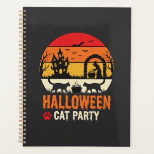 Fête de chat d'Halloween Sorcière Chaudron Silhoue