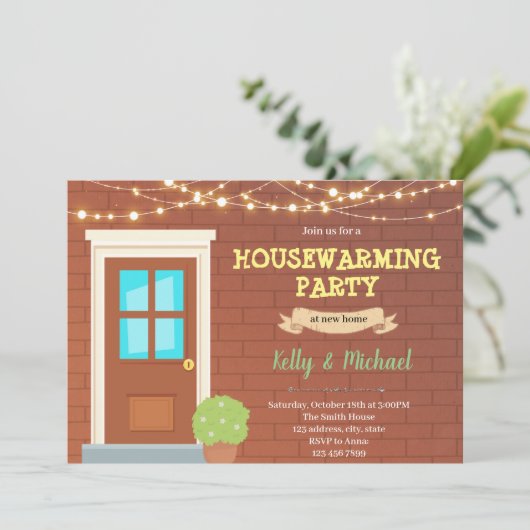 Fête de chauffe de porte Invitation (Debout devant)