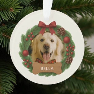 Fête de chien Photo Red Bow Nom Wreath