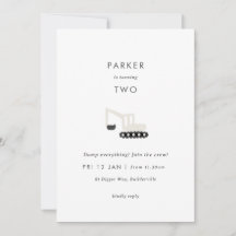 Fête de construction Digger minimal Invitation d'a