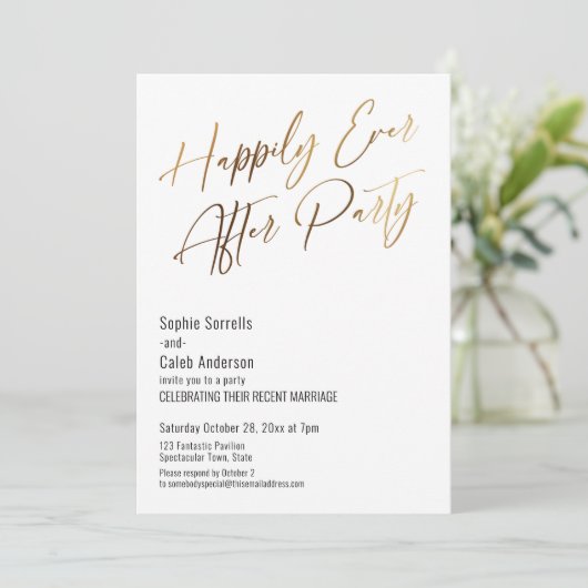 Fête de conte de fées élégante invitation dorée (Debout devant)