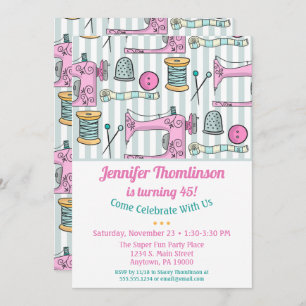 Fête de couture Anniversaire Invitation rose