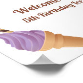 Fête de crème glacée rose bleu blanc Poster d'anni (Coin)